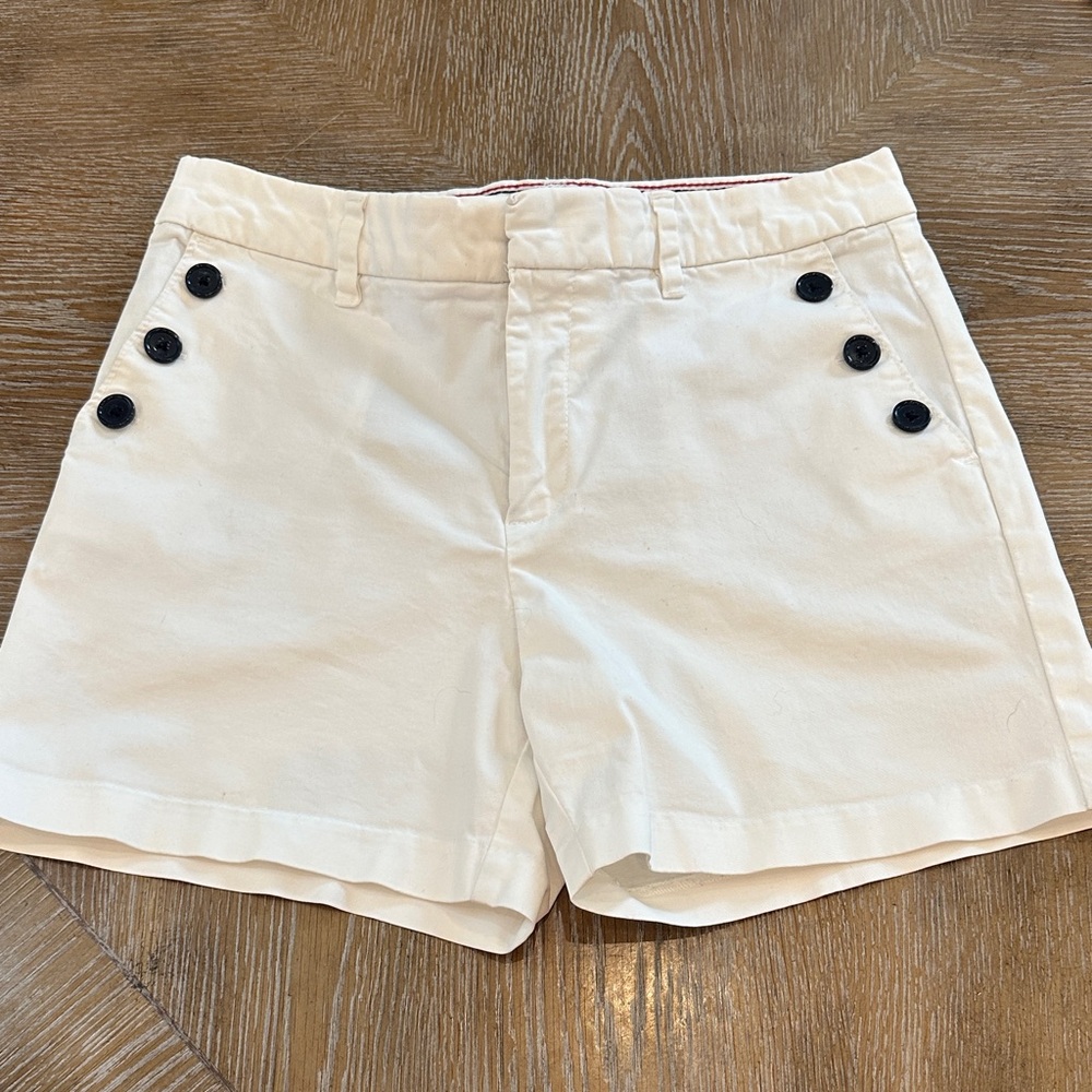 Tommy Hilfiger White High-Rise Button Sail Shorts